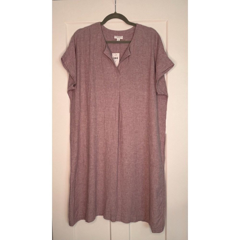 J.Jill Pure Jill Dress Medium Mauve Plum Linen Blend Midi Shift Relaxed NWT